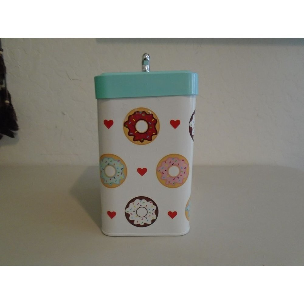 Pet Treats Container Metal Removable Lid Donut Pattern Bone Lid - Picture 2 of 8
